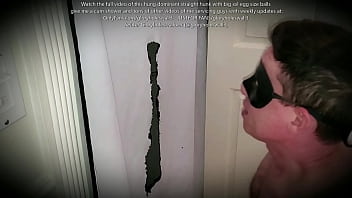 Watch this hot muscled married big dick guy with huge balls give me a cum facial at my private gloryhole curtain